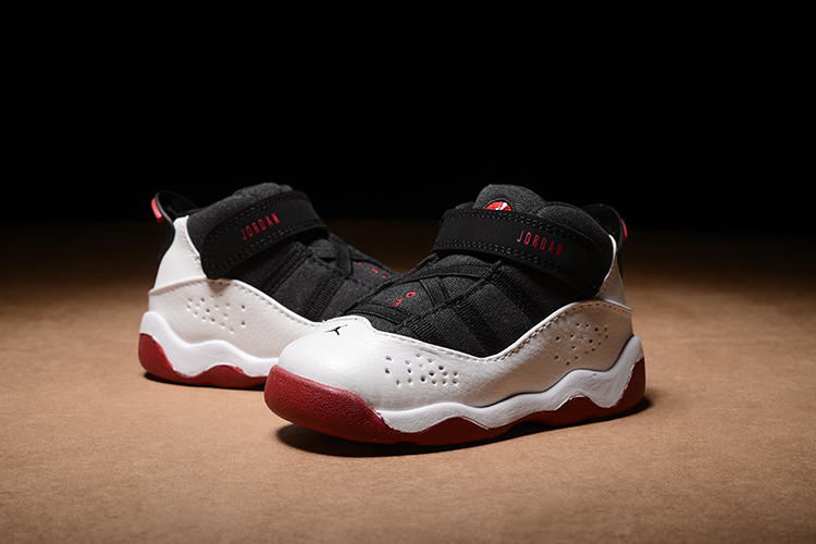 Air Jordan 6 Rings Black White Red Shoes For Toddler